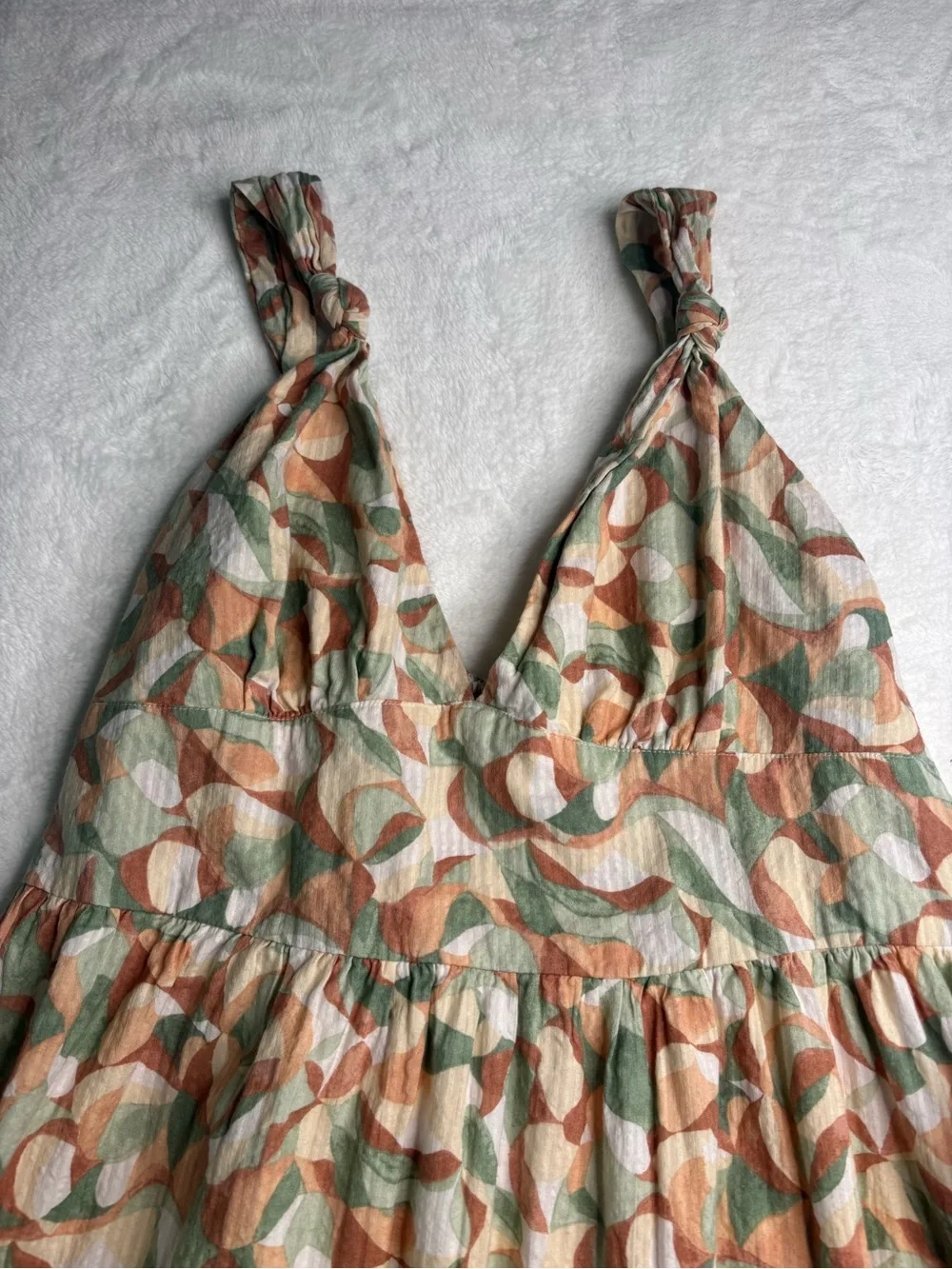 Abercrombie & Fitch Maxi Dress in Cream, Green & Tan